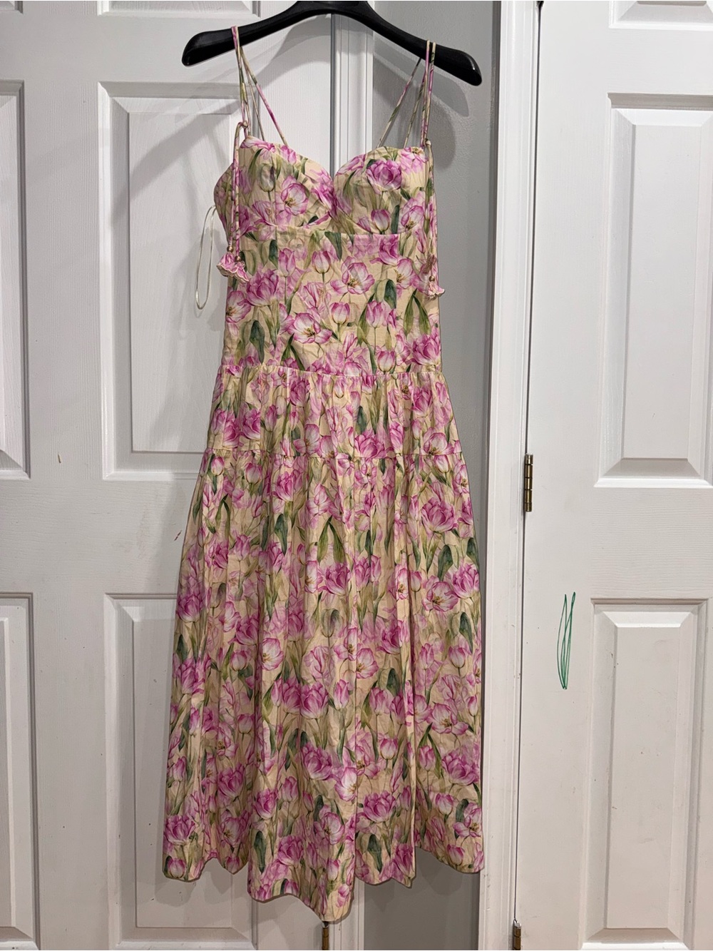 En Saison Pink & Cream Floral Midi Dress NWOT